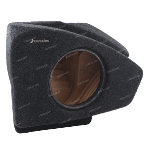 Короб стелс для сабвуфера на VW Polo седан 2009+ (10", версия 2, в левое крыло, темно-серый)